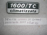 Scritta Laterale 1600/TC climatizzata  Su Parafango Posteriore Fiat 131