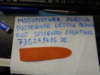 Modanatura Adesiva Parafango Posteriore Destro Arancio Fiat Seicento Sporting
